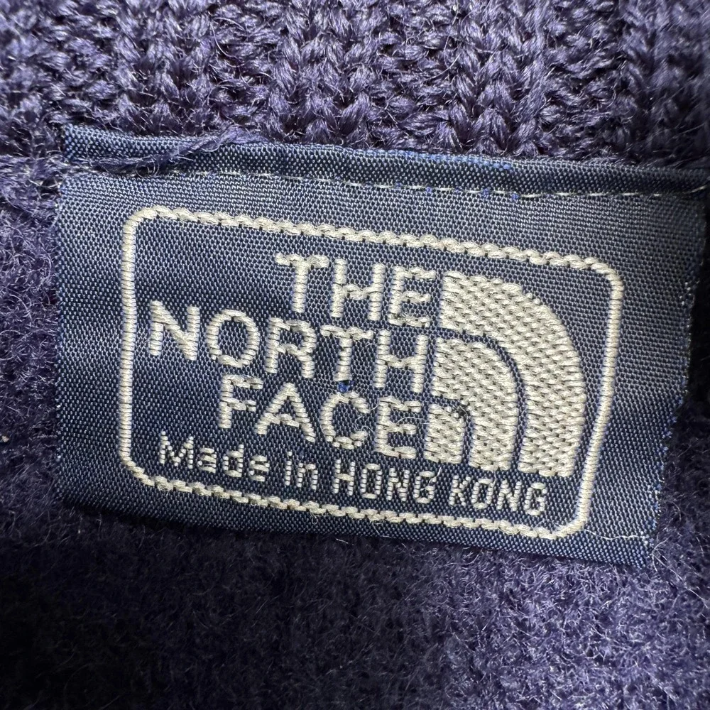 Vintage The North Face Sweater Mens Medium Navy Blue Wool 1/4‎ Zip Mock Neck 90s